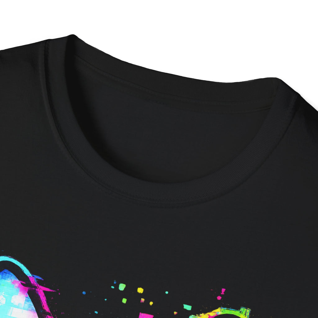 Neon Glitch Bunny T-Shirt | Cyberpunk Street Art Rabbit | Static Dust Graphic Tee | Alternative Graffiti Shirt