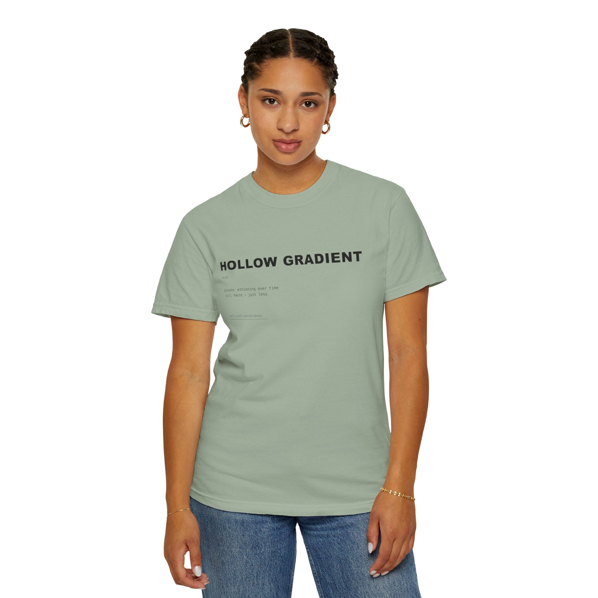 Hollow Gradient Lexicon Shirt | Dark Aesthetic Definition Tee | Emotional Fading Concept Shirt | Minimal Typography Graphic | Static Dust Apparel