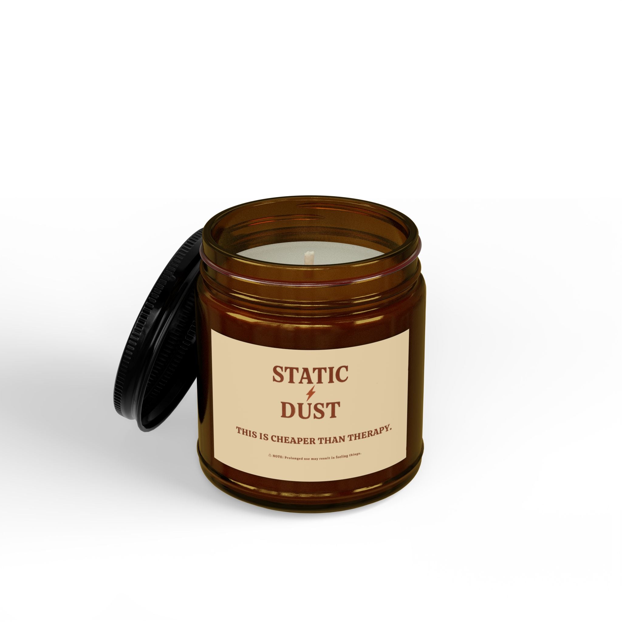 Static Dust Scented Soy Candle 'This Is Cheaper Than Therapy' - Aromatherapy Jar 4oz or 9oz