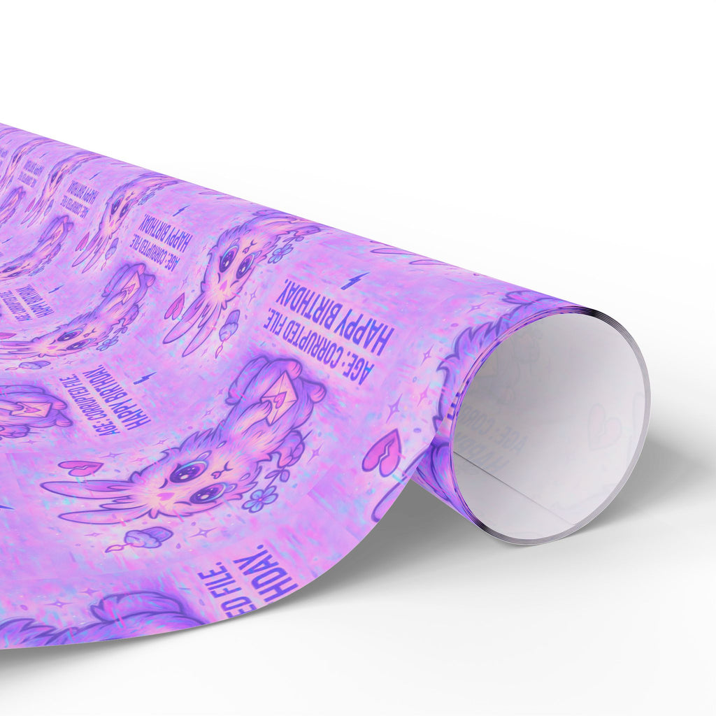 Purple Bunny Birthday Wrapping Paper – Cute Pastel Rabbit Gift Wrap with “Have a Hoppy Birthday”