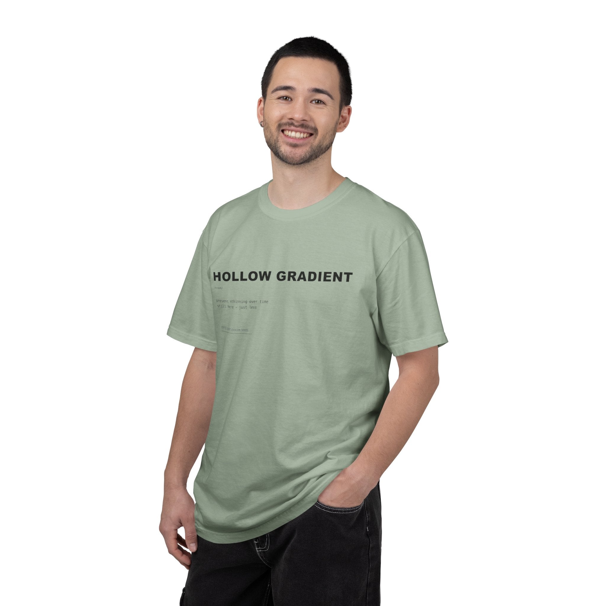 Hollow Gradient Lexicon Shirt | Dark Aesthetic Definition Tee | Emotional Fading Concept Shirt | Minimal Typography Graphic | Static Dust Apparel