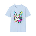 Neon Glitch Bunny T-Shirt | Cyberpunk Street Art Rabbit | Static Dust Graphic Tee | Alternative Graffiti Shirt
