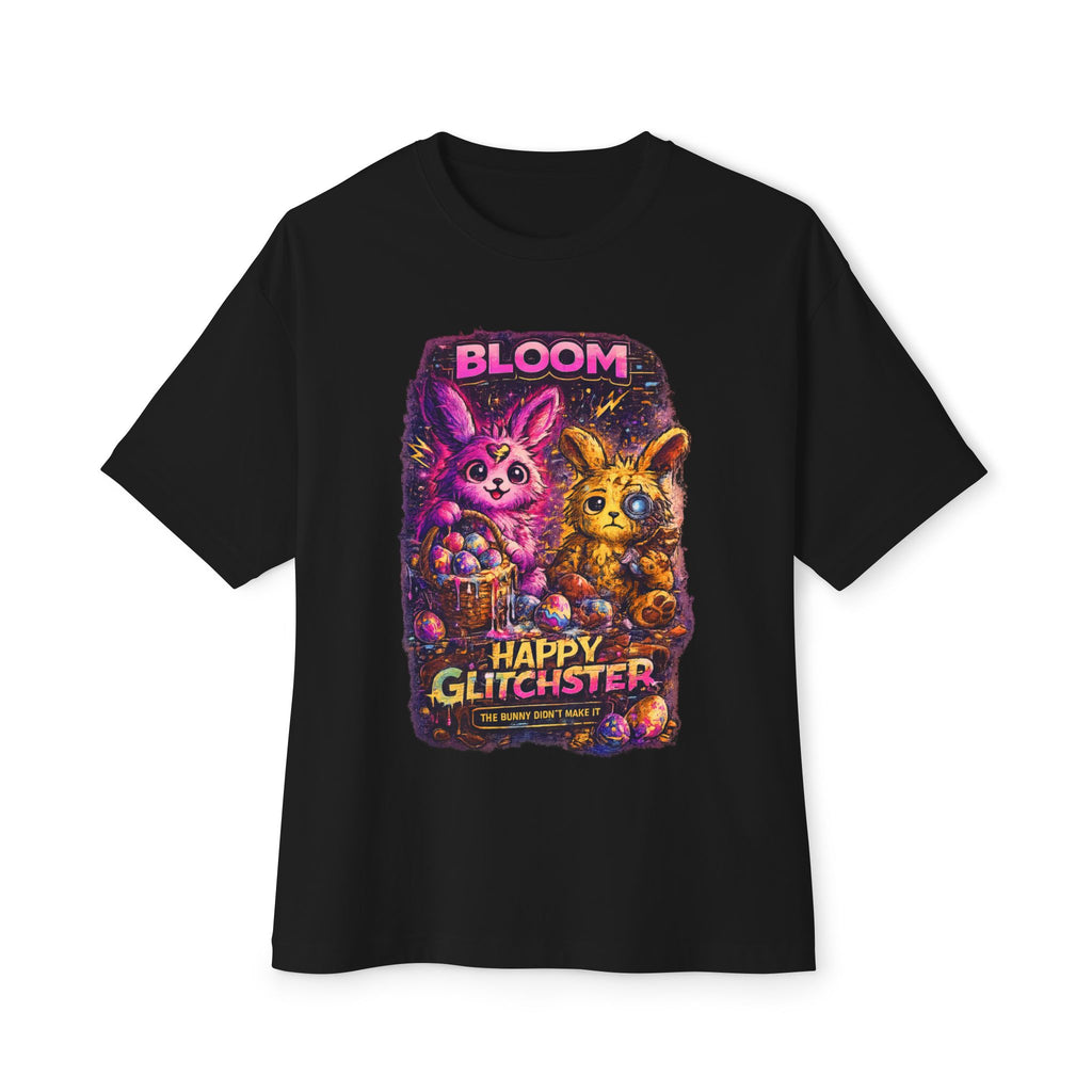 Happy Glitchster Bunny T-Shirt – Static Dust Bloom Bunny Tee – Glitch Easter Shirt – Cyber Bunny Graphic Tee – Limited Edition Dust Bunny