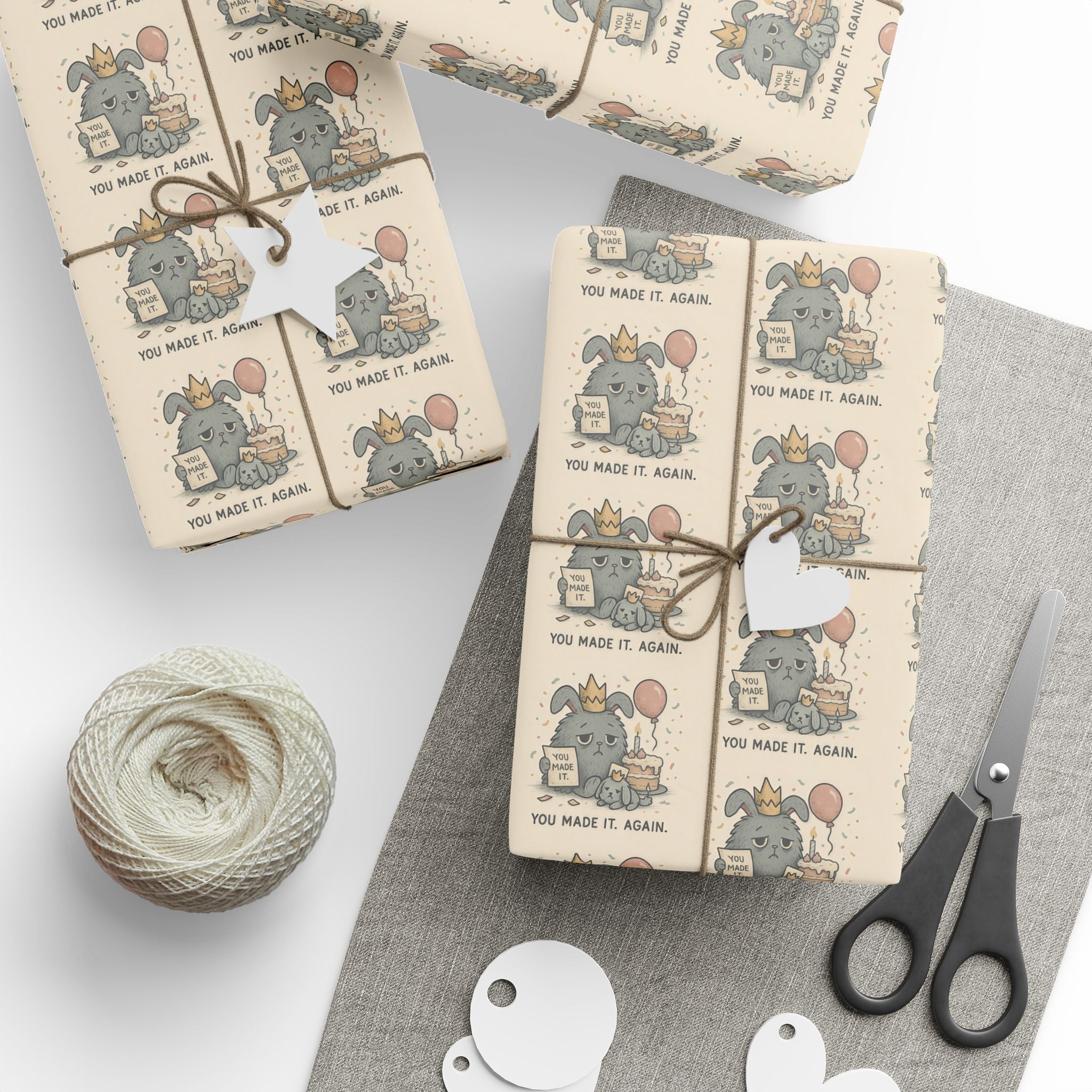 Wrapping Paper — Soft Collapse Birthday Wrap “You Made It. Again.”