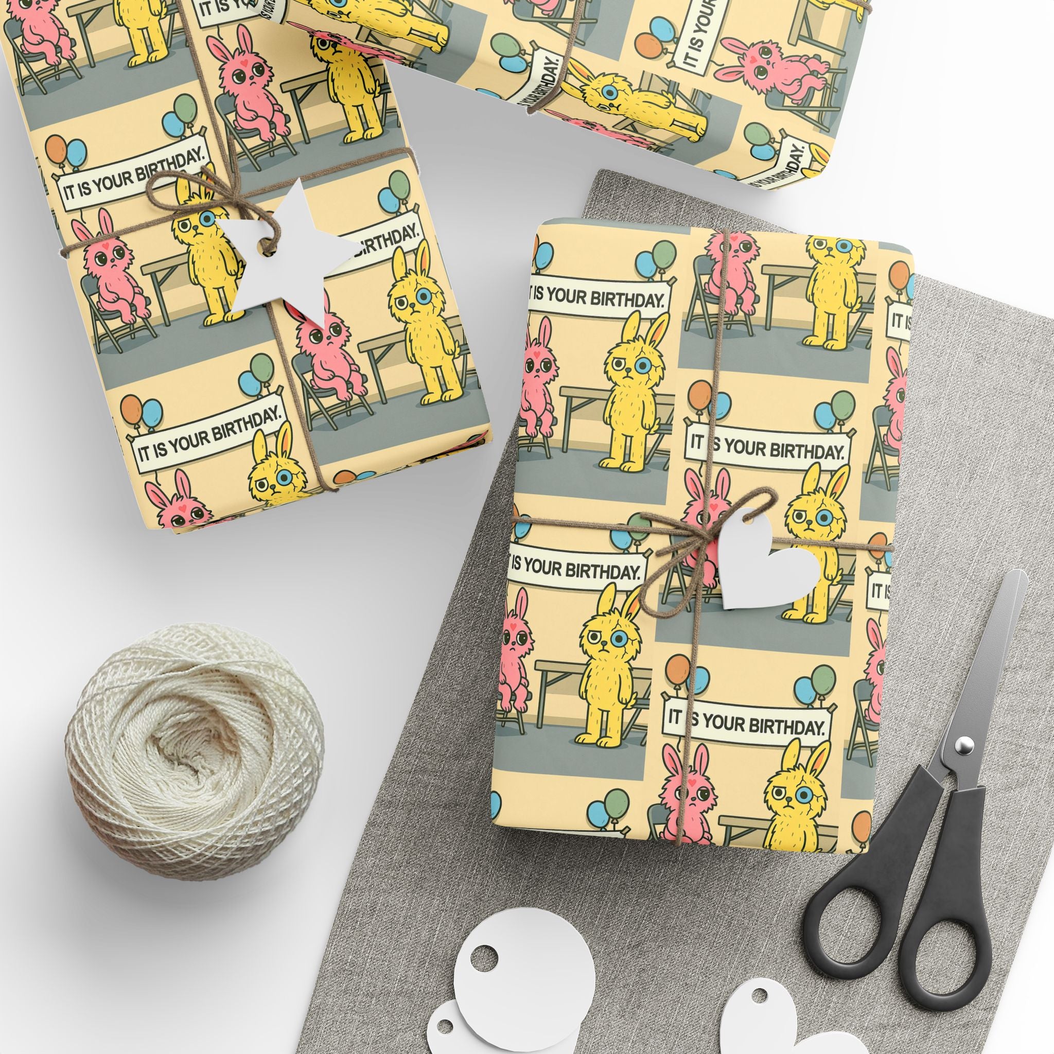 Wrapping Paper Dust Bunny Birthday Wrap — “It Is Your Birthday”