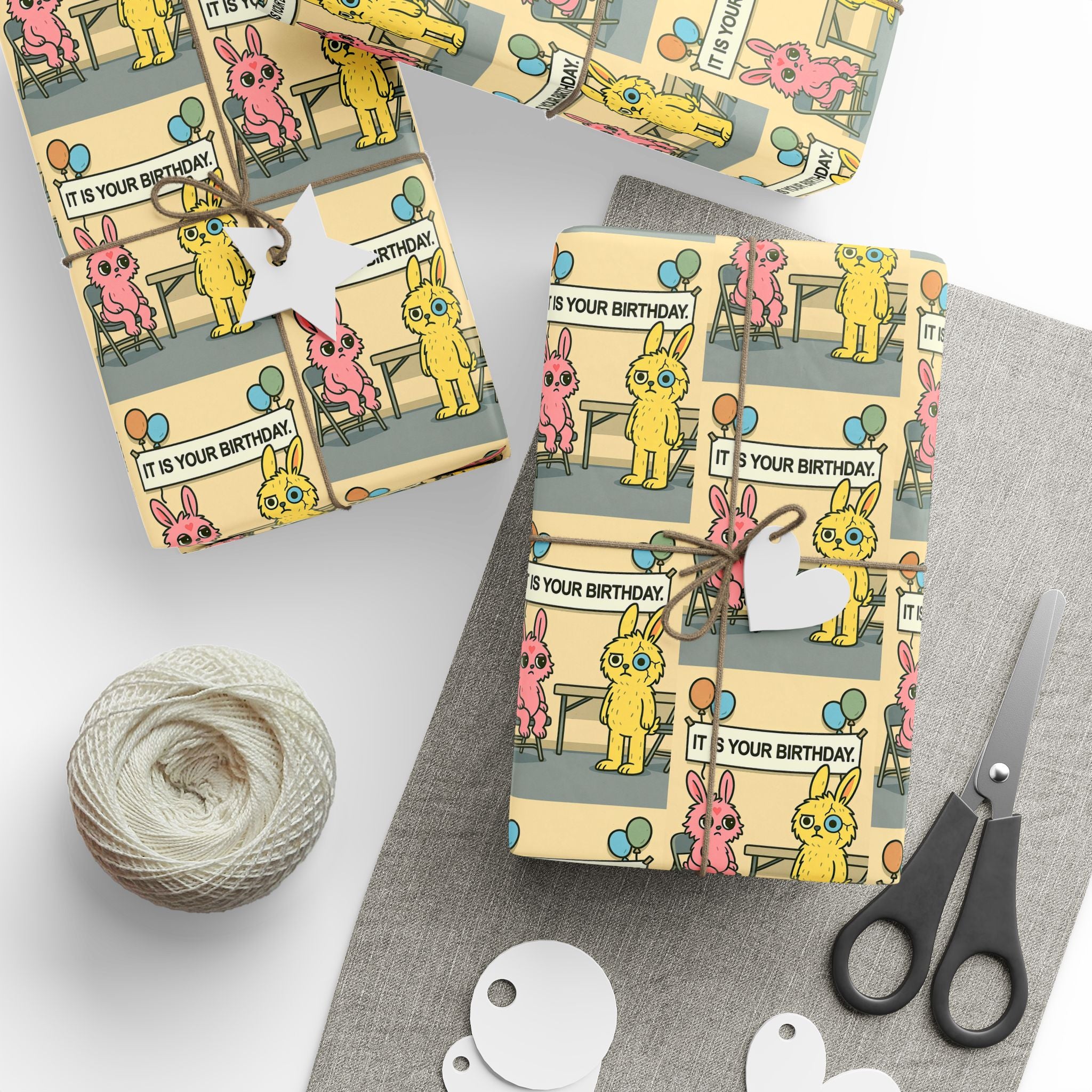 Wrapping Paper Dust Bunny Birthday Wrap — “It Is Your Birthday”