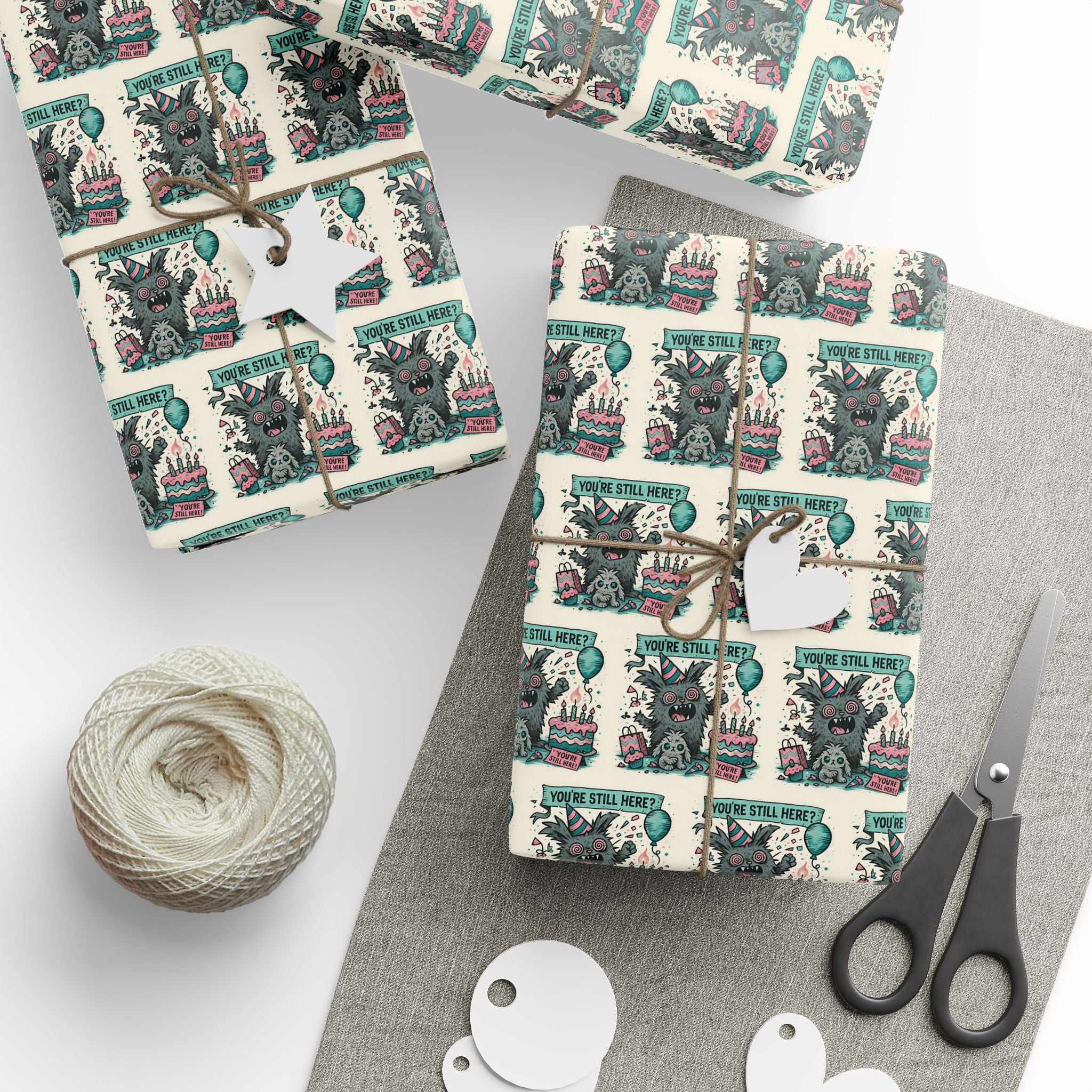 Wrapping Paper —  Feral Signal Birthday Wrap “You’re Still Here?”