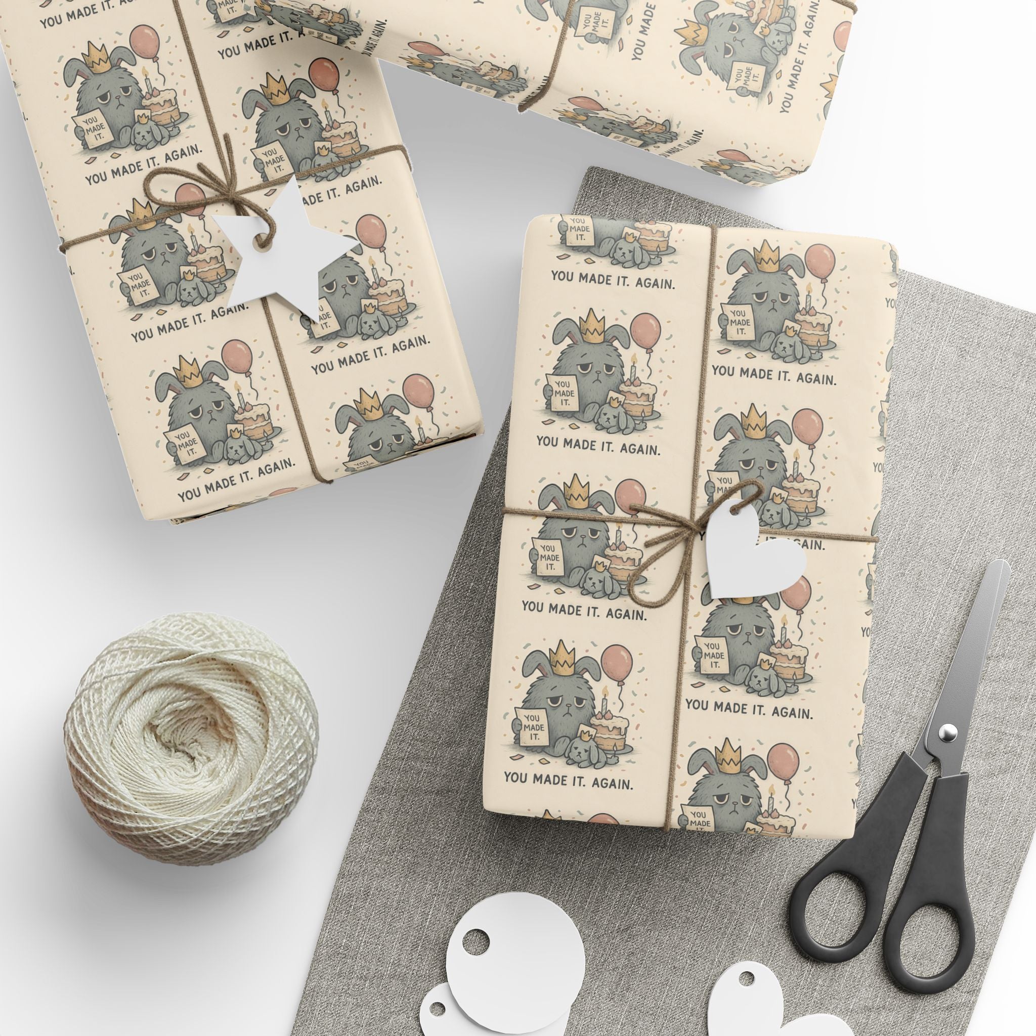 Wrapping Paper — Soft Collapse Birthday Wrap “You Made It. Again.”